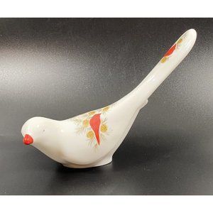 Vintage Fenton Milk Glass Bird Handpainted Winter Cardinal Artist Signed 1970s